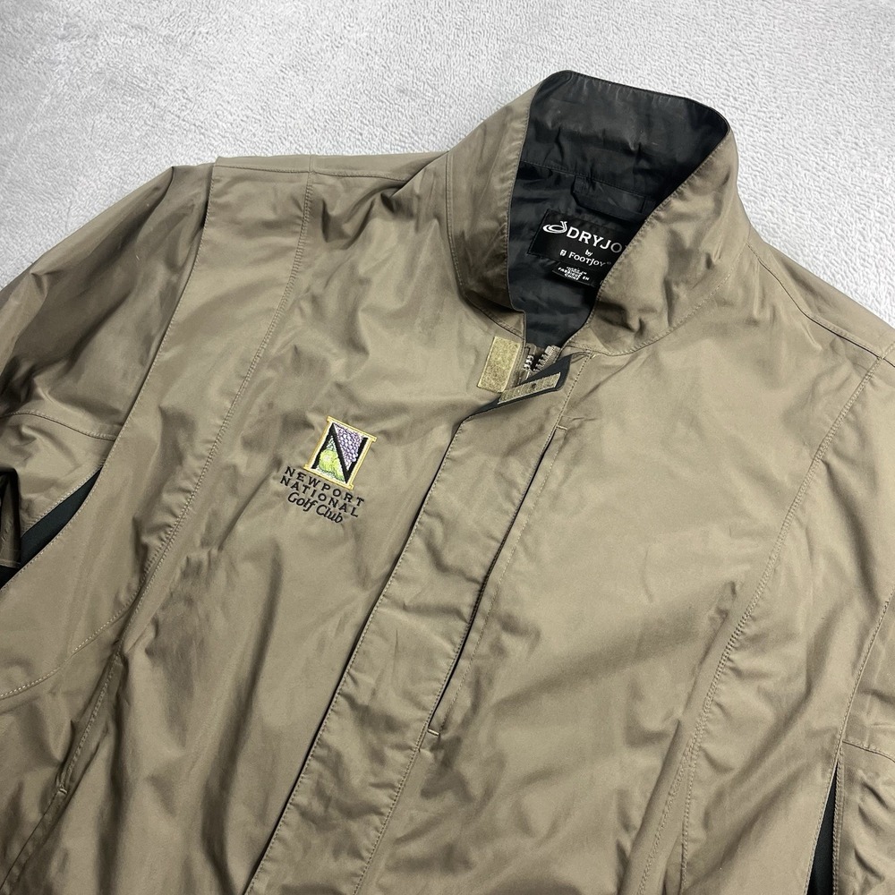 DryJoys By Footjoy Waterproof Golf Rain Jacket Men's L Tan/Brown Black Full Zip